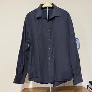 Perry Ellis men’s XXL dress shirt long sleeved black on charcoal, 3 button cuffs